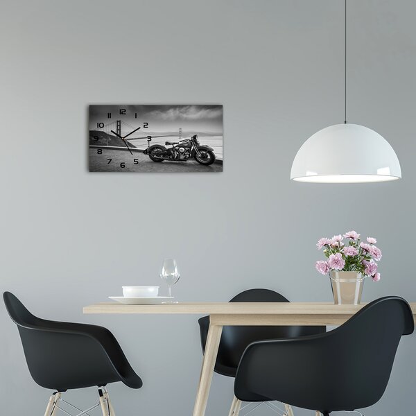 Moderní skleněné hodiny na stěnu Motorky pl_zsp_60x30_f_71343496