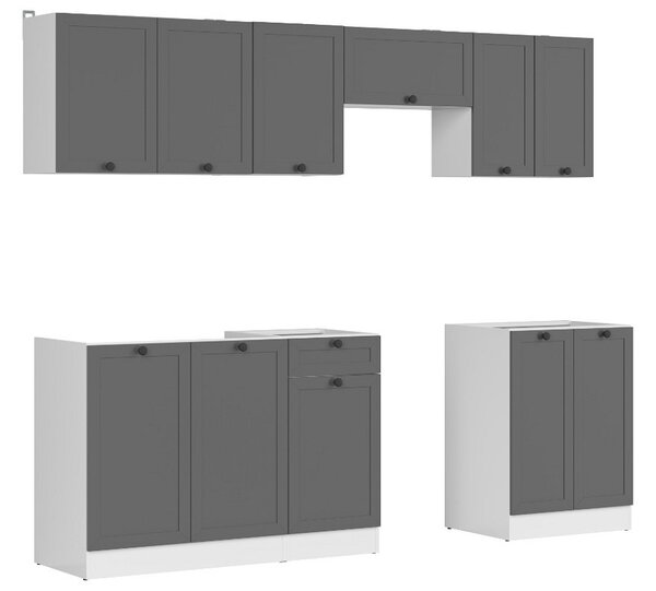 Kuchyň JUNONA MODUL VERZE2 BBL RAMKA 240 cm, bílá/grafit