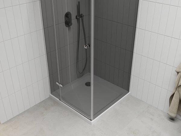 Mexen Roma, sprchový kout s 1-křídlými dveřmi 70 (dveře) x 70 (stěna) cm, 6mm šedé sklo, chromový profil + slim sprchová vanička 5cm bílá, 854-070-07…
