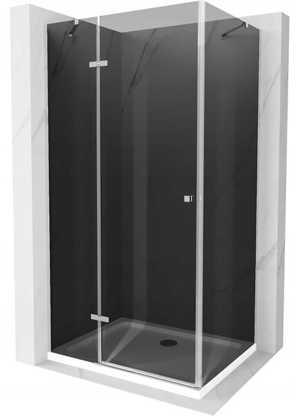 Mexen Roma otočný sprchový kout 70 x 80 cm, Grafitově černá, Chromovaná + sprchová vanička Flat, Bíl