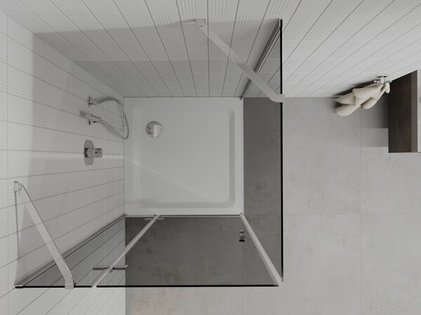 Mexen Roma, sprchový kout s 1-křídlými dveřmi 70 (dveře) x 70 (stěna) cm, 6mm šedé sklo, chromový profil + slim sprchová vanička 5cm bílá, 854-070-07…