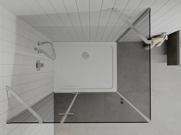 Mexen Roma, sprchový kout s křídlovými dveřmi 100 (dveře) x 70 (stěna) cm, 6mm šedé sklo, chromový profil + slim sprchová vanička bílá + chromový sif…