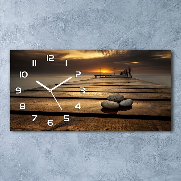 Skleněné hodiny na stěnu tiché Dřevěné molo pl_zsp_60x30_f_72000067