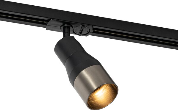 Moderní bodové světlo černé s kovově šedou pro jednofázový kolejnicový systém GU10 50mm - Iconic Kohua