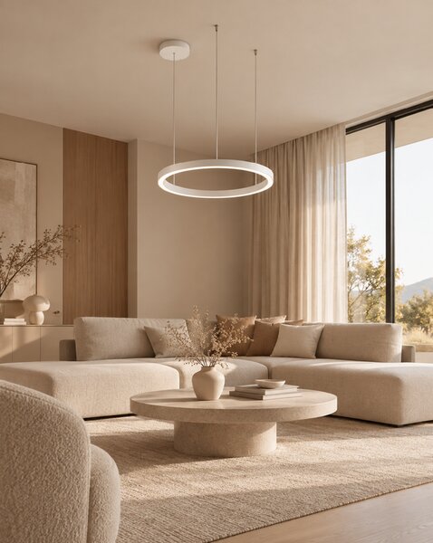 Palnas Závěsné LED svítidlo DARA ø 58 cm, bílé, 3000-4000K Stmívání, řízení: ON/OFF (bez stmívání), Dálkový ovladač: Bez dálkového ovladače