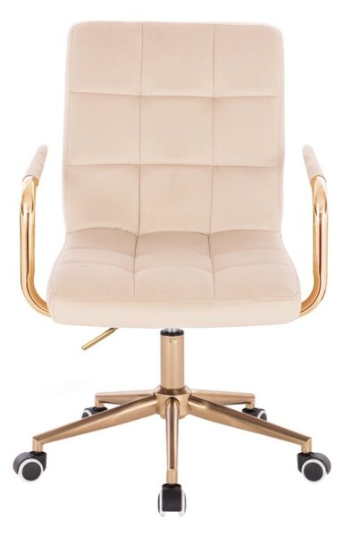 LuxuryForm DESIGN Židle VERONA GOLD VELUR na zlaté podstavě s kolečky - krémová