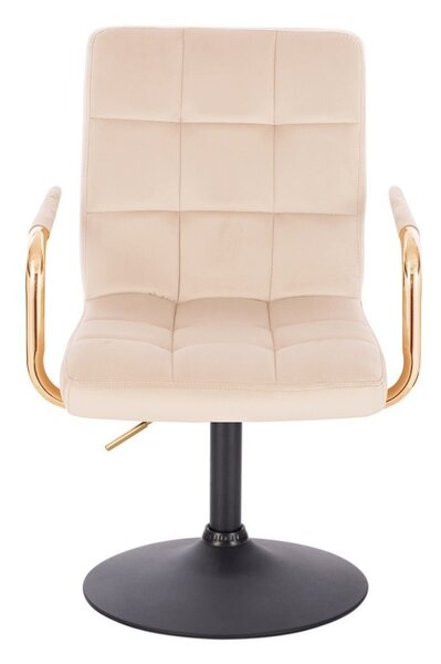 LuxuryForm DESIGN Židle VERONA GOLD VELUR na černém talíři - krémová