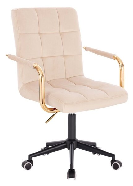 LuxuryForm DESIGN Židle VERONA GOLD VELUR na černé podstavě s kolečky - krémová