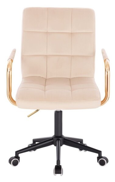 LuxuryForm DESIGN Židle VERONA GOLD VELUR na černé podstavě s kolečky - krémová