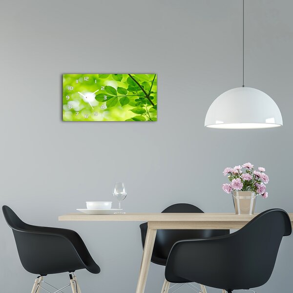Skleněné hodiny na stěnu tiché Zelené listí pl_zsp_60x30_f_72665242