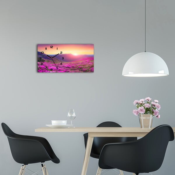 Skleněné hodiny na stěnu tiché Růžové kopce pl_zsp_60x30_f_72586785