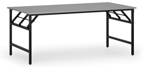 Konferenční stůl FAST READY, 180x90 cm, černá podnož, šedá