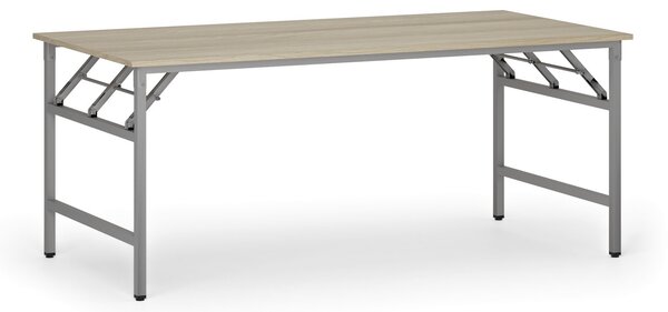 Konferenční stůl FAST READY, 180x90 cm, šedostříbrná podnož, dub přírodní