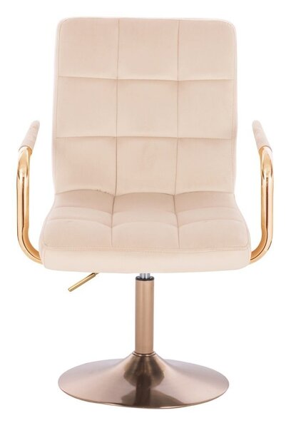 LuxuryForm DESIGN Židle VERONA GOLD VELUR na zlatém talíři - krémová