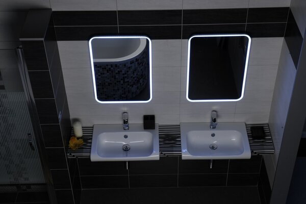 Sapho Sapho, FLOAT LED podsvícené zaoblené zrcadlo v rámu 500x700mm, bílá, 22571