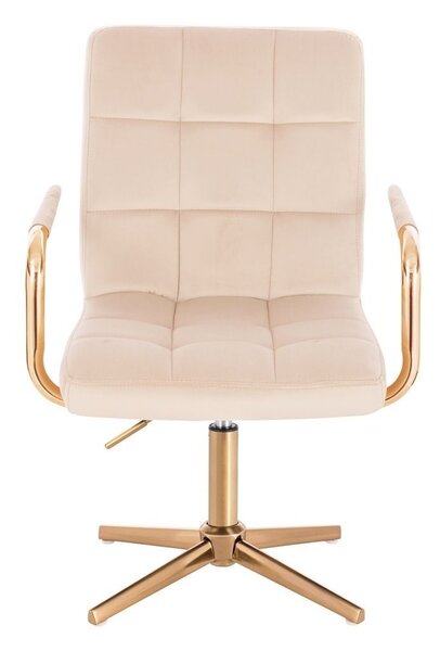 LuxuryForm DESIGN Židle VERONA GOLD VELUR na zlatém kříži - krémová