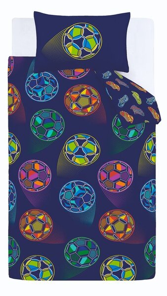 Modré dětské povlečení na dvoulůžko 200x200 cm Bright Football – Catherine Lansfield