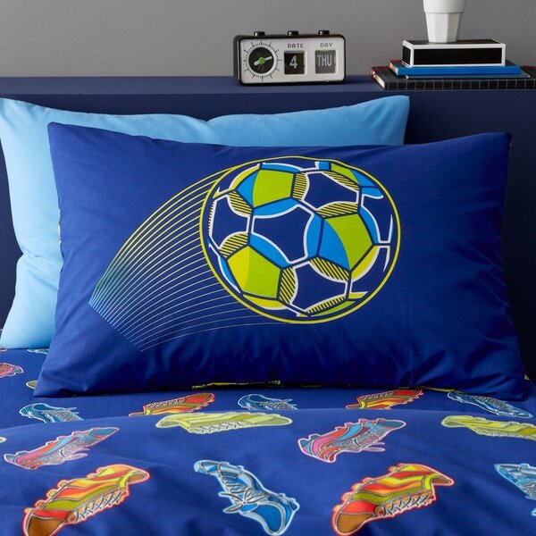 Modré dětské povlečení na dvoulůžko 200x200 cm Bright Football – Catherine Lansfield