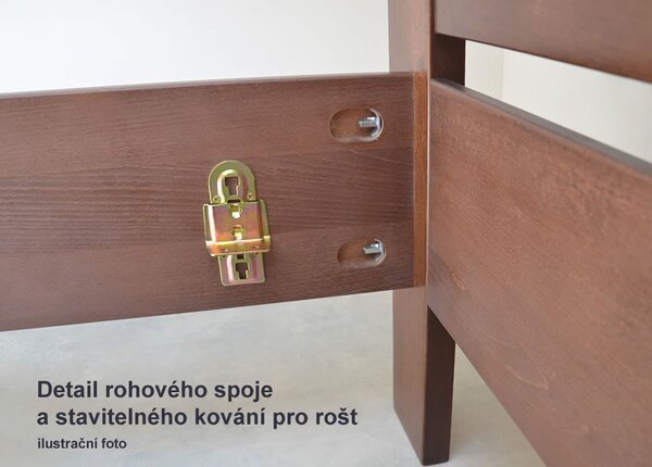 Dřevěná postel z masivu Kleopatra 1, 160x200cm, 180x200cm, masiv buk