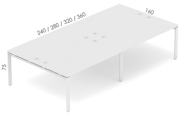 Kancelářský stůl EPIC (4.osoby), 240cm, kovová podnož U (Kancelářský stůl pro více osob, 240cm, kovová podnož U)