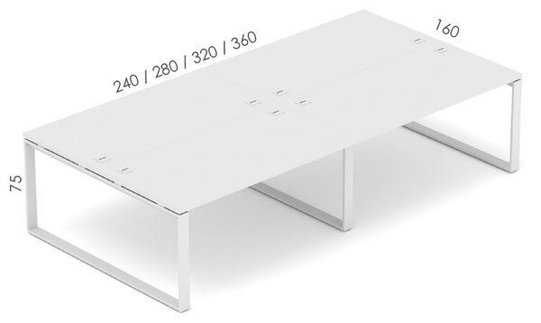 Kancelářský stůl EPIC (4.osoby), 240cm, kovová podnož O (Kancelářský stůl pro více osob, 240cm, kovová podnož O)