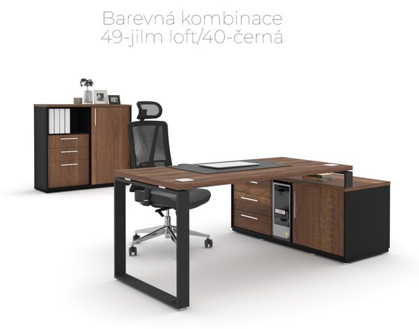 Kancelářská sestava EPIC Z5 U pro jednu osobu (Sestava s délkou stolu 160cm a délkou komody 140cm ve varintě L/P)