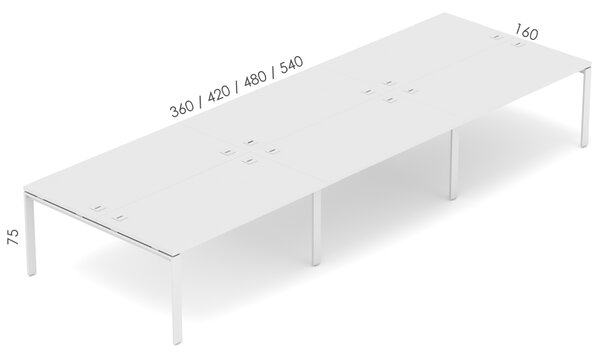 Kancelářský stůl EPIC (6.osoby), 360cm, kovová podnož U (Kancelářský stůl pro více osob, 360cm, kovová podnož U)