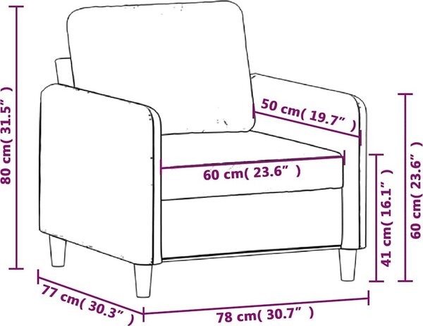 VidaXL Křeslo 60 cm samet [359427] Barva: krémová