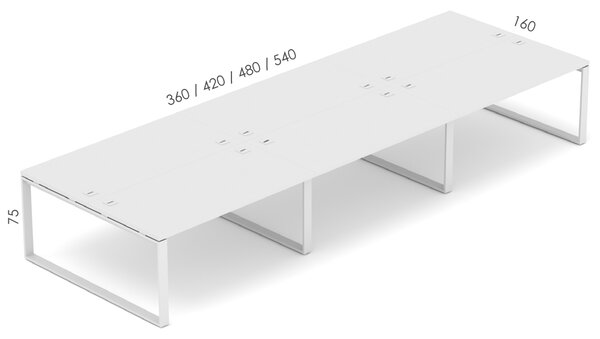 Kancelářský stůl EPIC (6.osoby), 360cm, kovová podnož O (Kancelářský stůl pro více osob, 360cm, kovová podnož O)