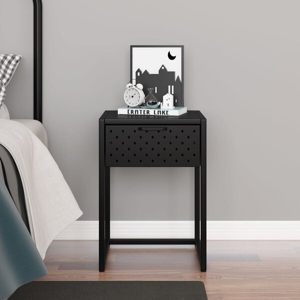 Noční stolek černý 38 x 35 x 54 cm ocel