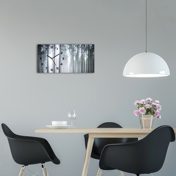 Skleněné hodiny na stěnu tiché Mlha v lese pl_zsp_60x30_f_74026356