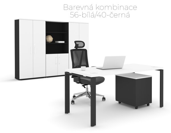 NABYTEK-DESIGNOVY.CZ - DE484DP - Skříň kancelářská EPIC, 4 police, posuvné dveře, výška 148,1cm, dub/černá