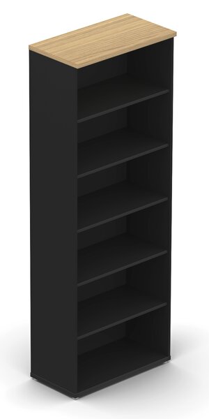 NABYTEK-DESIGNOVY.CZ - DE680 - Skříň kancelářská EPIC, 6 polic, volitelné skleněné dveře, výška 218,5cm, dub/černá