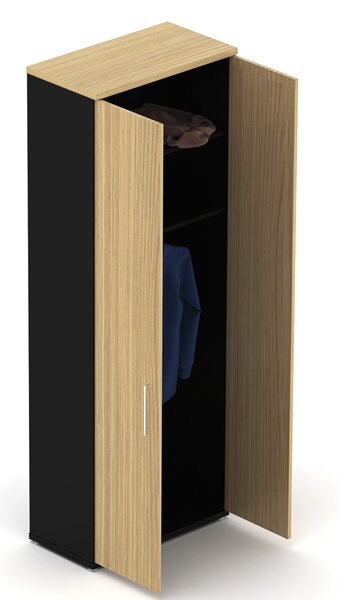 NABYTEK-DESIGNOVY.CZ - DE686U - Skříň kancelářská EPIC, 2 police, šatní, výška 218,5cm, dub/černá