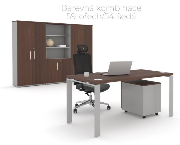 NABYTEK-DESIGNOVY.CZ - DE484DP - Skříň kancelářská EPIC, 4 police, posuvné dveře, výška 148,1cm, dub/černá