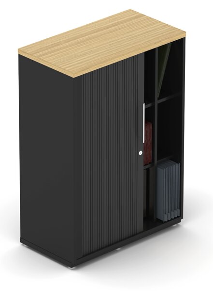 Skříň kancelářská EPIC, policová, shrnovací dveře L, šířka 80 cm, výška 112,9cm (Kancelářská skříň policová,s výškou 112,9cm a šířkou 80cm, dveře shrnovací, varianta L)