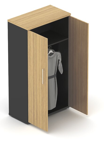 NABYTEK-DESIGNOVY.CZ - DE484U - Skříň kancelářská EPIC, 1 police, šatní, výška 148,1cm, dub/černá