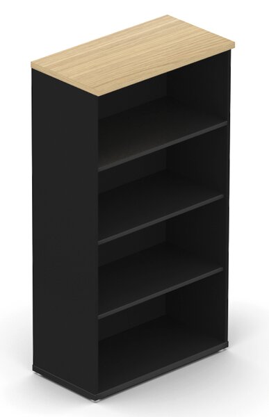 NABYTEK-DESIGNOVY.CZ - DE480 - Skříň kancelářská EPIC, 4 police, volitelné skleněné dveře, výška 148,1cm, dub/černá