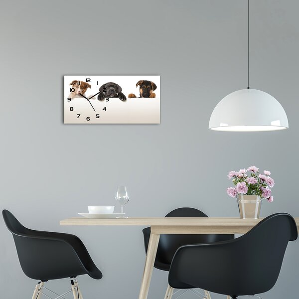 Skleněné hodiny na stěnu Tři štěňátka pl_zsp_60x30_f_75383603