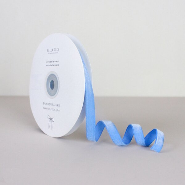 Sametová stuha 1 cm – Sky Blue (10 m)