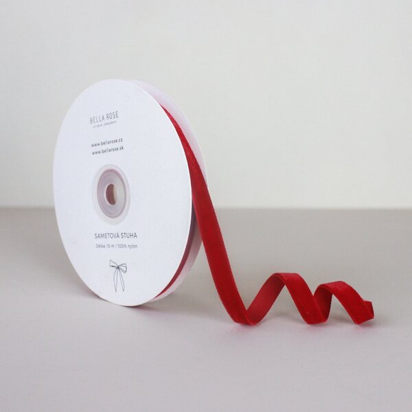 Sametová stuha 1 cm – Red (10 m)