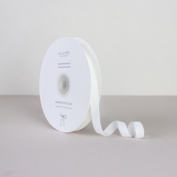 Sametová stuha 1 cm – Cream (10 m)