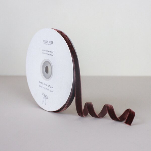 Sametová stuha 1 cm – Brown (10 m)