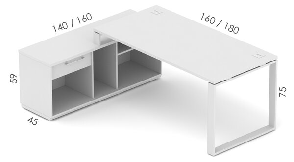 Kancelářská sestava EPIC Z5 O pro jednu osobu (Sestava s délkou stolu 160cm a délkou komody 140cm ve varintě L/P)