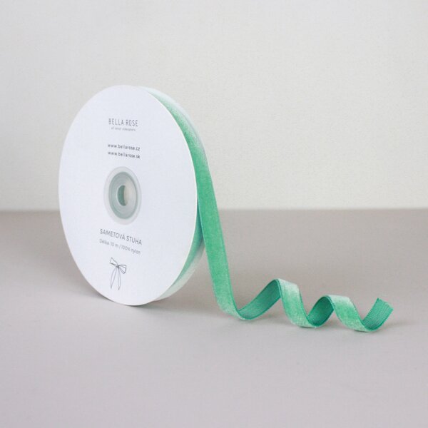 Sametová stuha 1 cm – Dusty Mint (10 m)