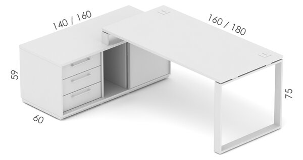 Kancelářská sestava EPIC Z7 O pro jednu osobu (Sestava s délkou stolu 160cm a délkou komody 140cm ve varintě L/P)