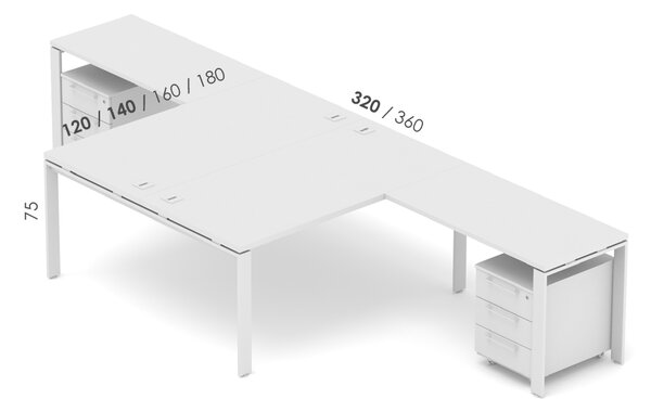 Kancelářská sestava EPIC Z31 U pro dvě osoby (Sestava s délkou centrálního stolu 120cm a délkou celé sestavy 320cm)