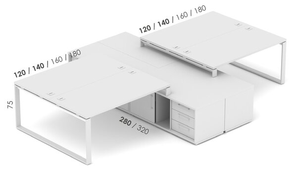 Kancelářská sestava EPIC Z23 O pro 4 osoby (Sestava s délkou stolu 120cm a délkou komod 280cm)