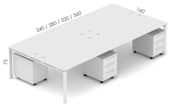 Kancelářská sestava EPIC Z35 U, volitelná délka stolu 240cm (Sestava pro 4 osoby)