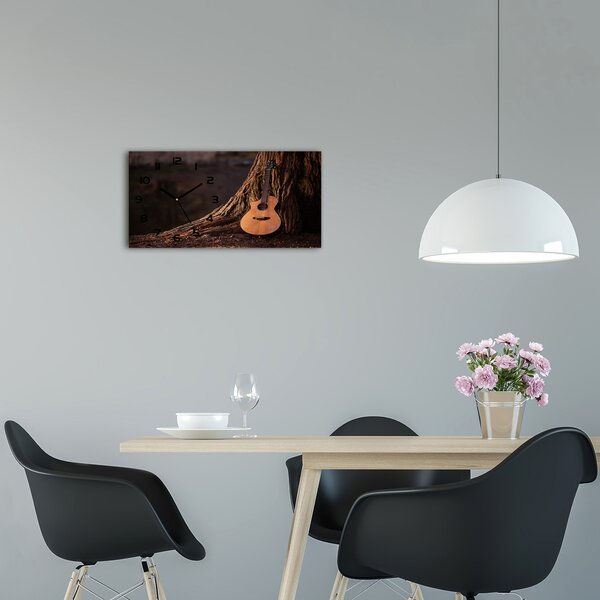 Skleněné hodiny na stěnu Akustická kytara pl_zsp_60x30_f_75669233